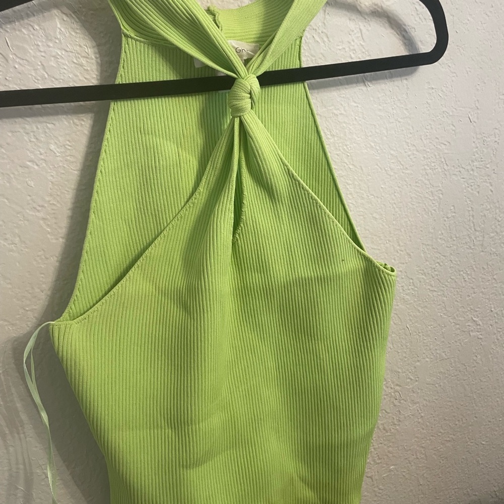 Lime Green Ribbed Halter Top